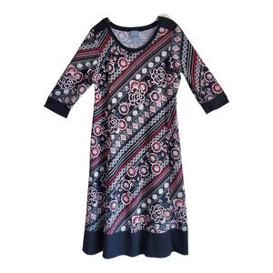 Rabbit Rabbit Rabbit Designs 14 16 Midi Dress Embroidered Fabric Black Red White